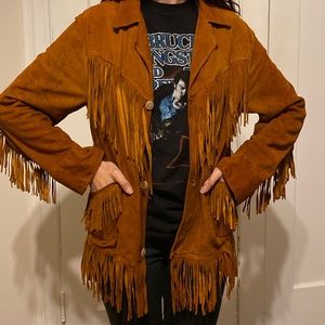 Vintage leather fringe jacket